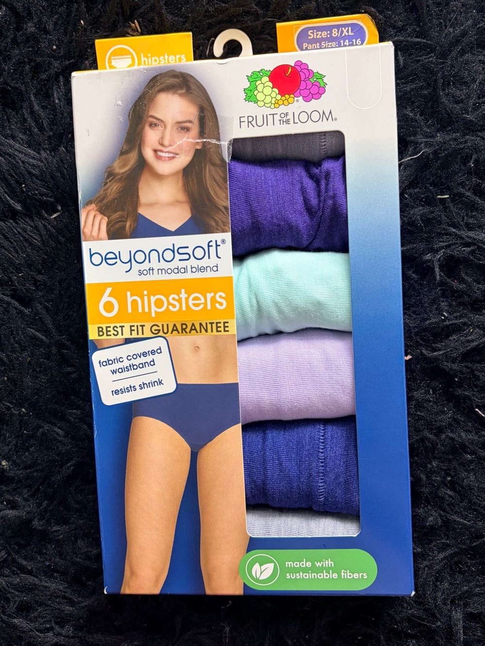 Fruit of the Loom Beyondsoft Hipster Panties 6-Pack XL Size 8 NWT
